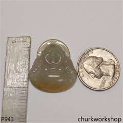 Light yellowish jade happy Buddha pendant