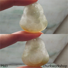 Light yellowish jade happy Buddha pendant