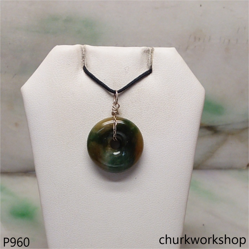 Multi color jade donut pendant