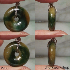 Multi color jade donut pendant