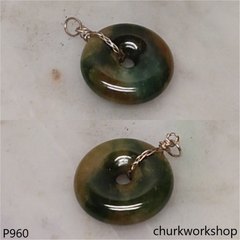 Multi color jade donut pendant