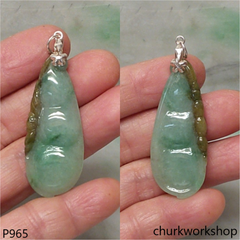 Light green jade bean pendant