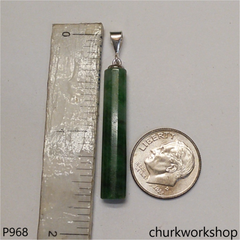 Dark green jade bar pendant