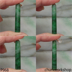 Dark green jade bar pendant