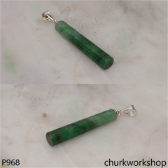 Dark green jade bar pendant