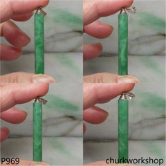 Green jade bar pendant