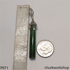 Dark green jade bar pendant