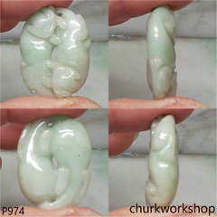 Light green jade double cat pendant