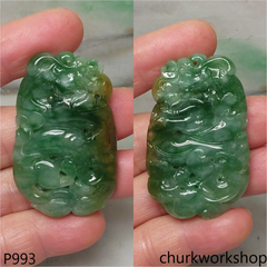 Green jade dragon pendant