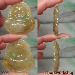 Brownish jade happy Buddha pendant