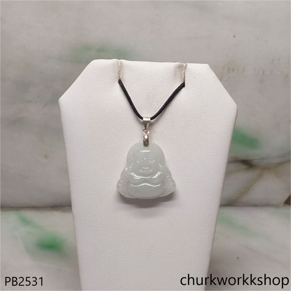 Small pale green jade happy Buddha pendant