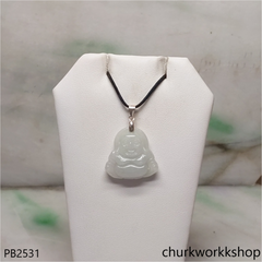 Small pale green jade happy Buddha pendant