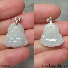 Small pale green jade happy Buddha pendant