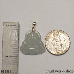 Small pale green jade happy Buddha pendant
