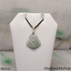 Small pale green jade happy Buddha pendant