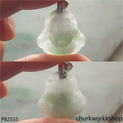 Small pale green jade happy Buddha pendant