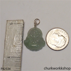 Mini light green jade happy Buddha pendant