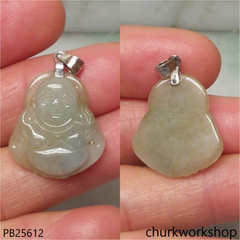 Light bluish green jade happy Buddha