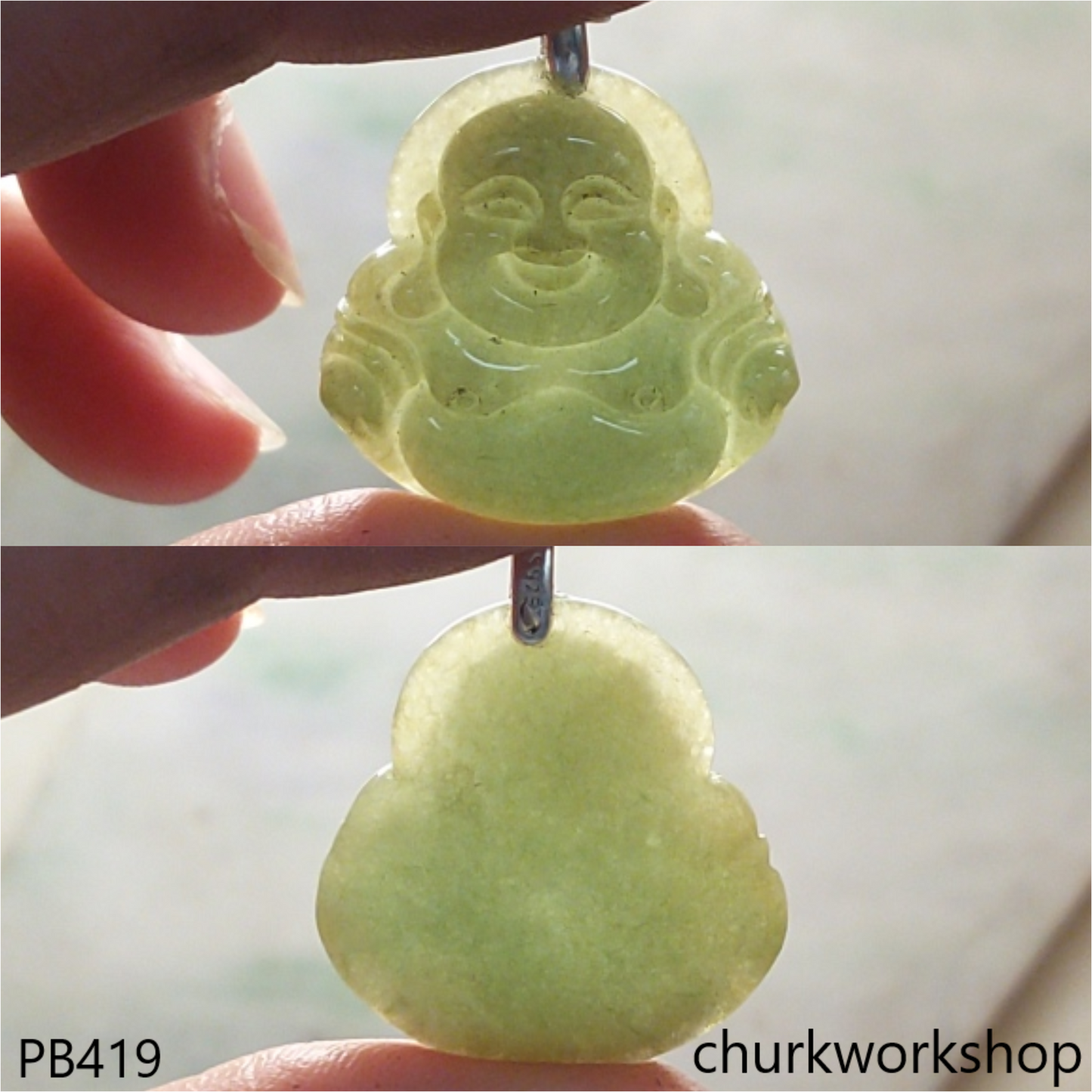 Jade happy Buddha pendant