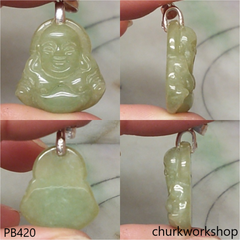 Small jade happy Buddha pendant