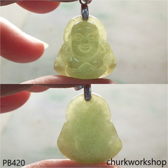 Small jade happy Buddha pendant