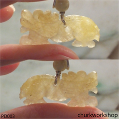 Light yellowish jade dragon pendant