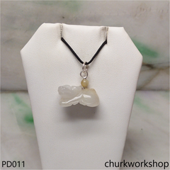 Pale yellow jade OX pendant