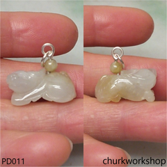 Pale yellow jade OX pendant