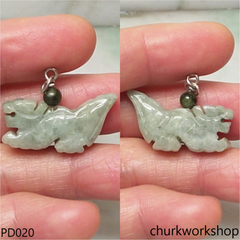Bluish green jade dragon pendant