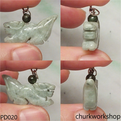 Bluish green jade dragon pendant