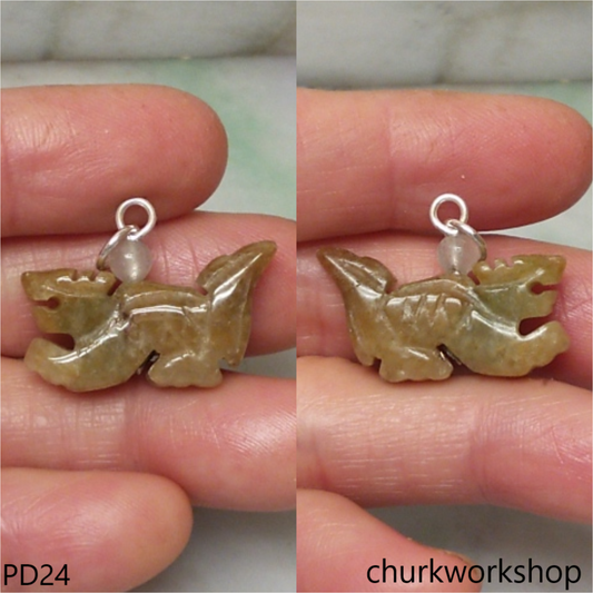 Brownish jade dragon pendant