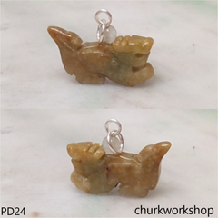 Brownish jade dragon pendant