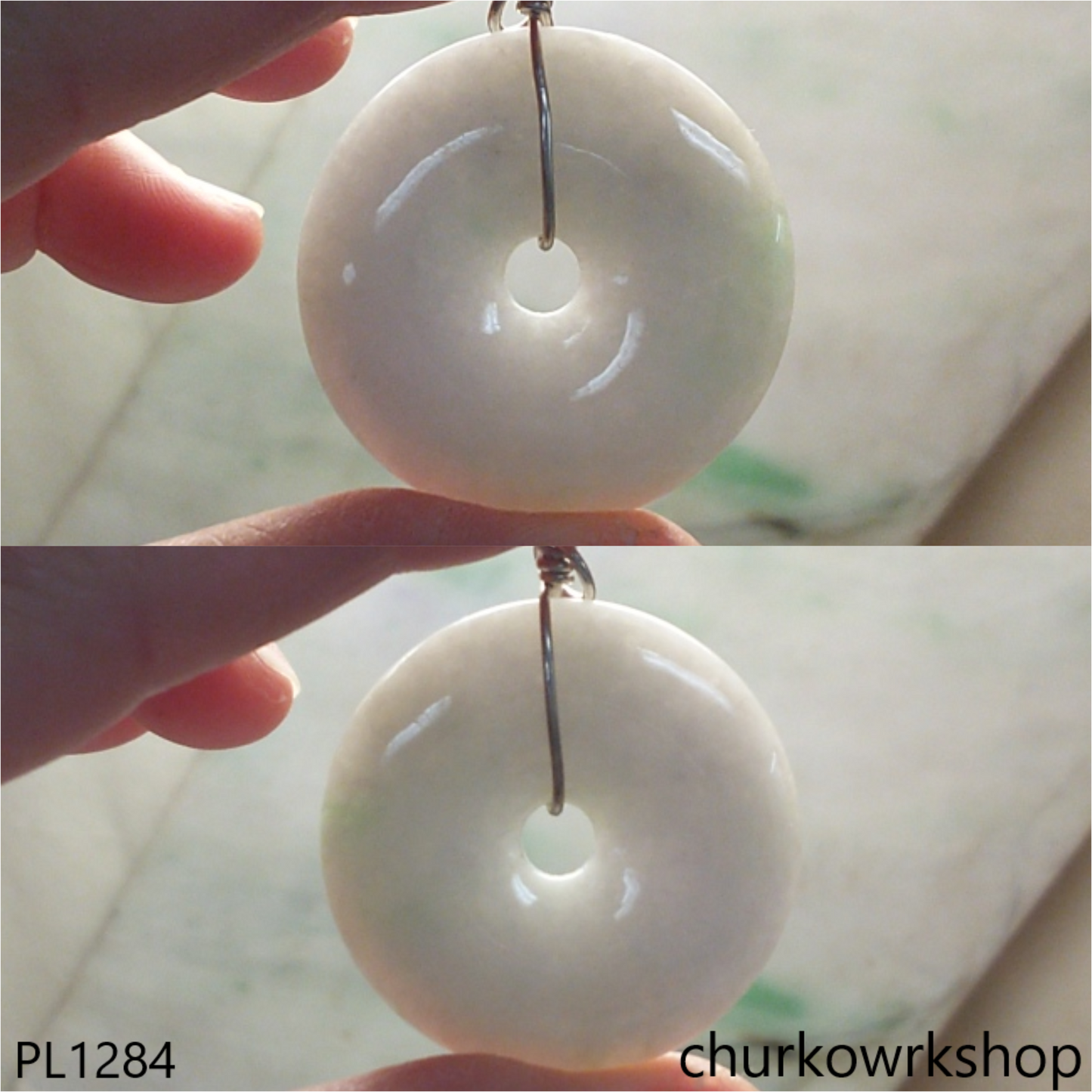 Pale lavender jade Donut pendant