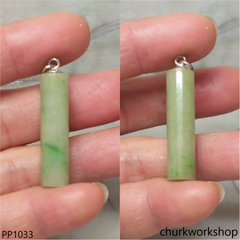 Light green small  jade cylinder