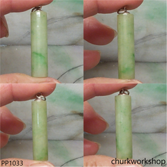 Light green small  jade cylinder