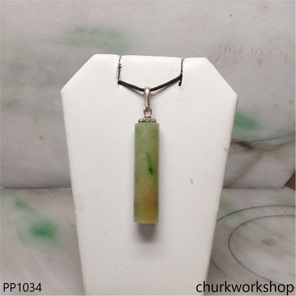 Light green with yellowish jade cylinder