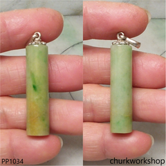 Light green with yellowish jade cylinder