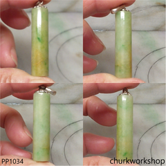 Light green with yellowish jade cylinder