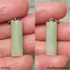 Light green small  jade cylinder