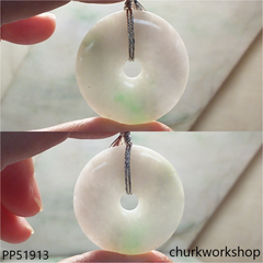 Pale lavender with green jade Donut pendant
