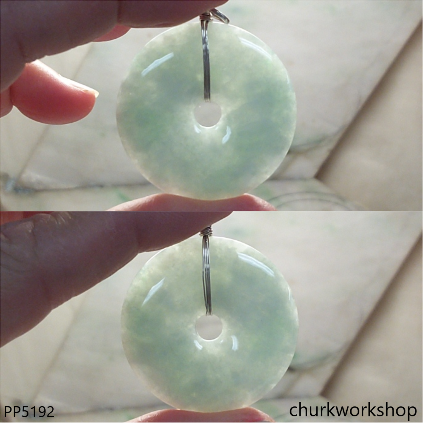 Light green jade Donut pendant