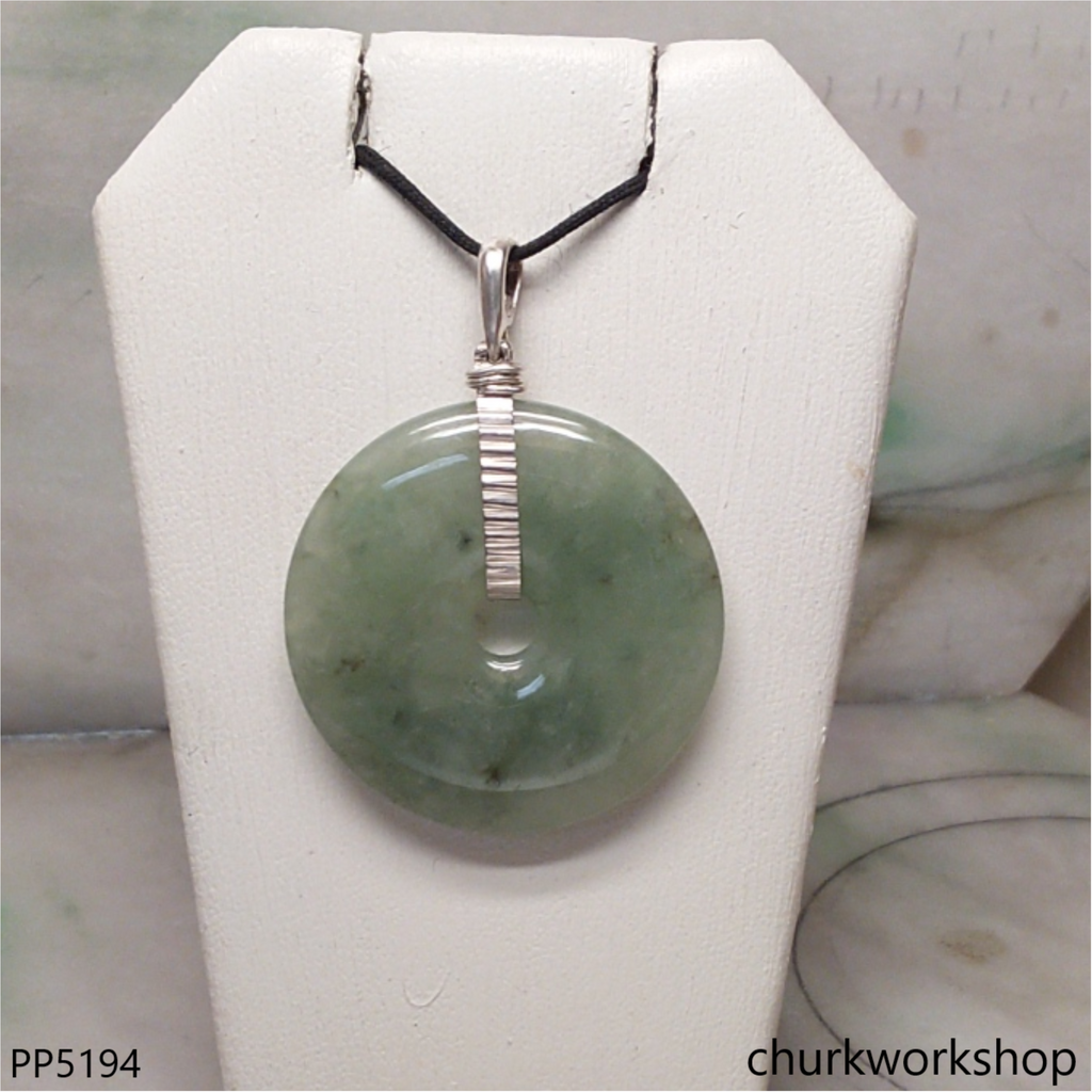 Bluish green jade Donut pendant