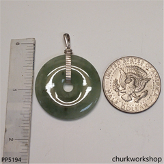 Bluish green jade Donut pendant