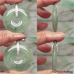 Bluish green jade Donut pendant