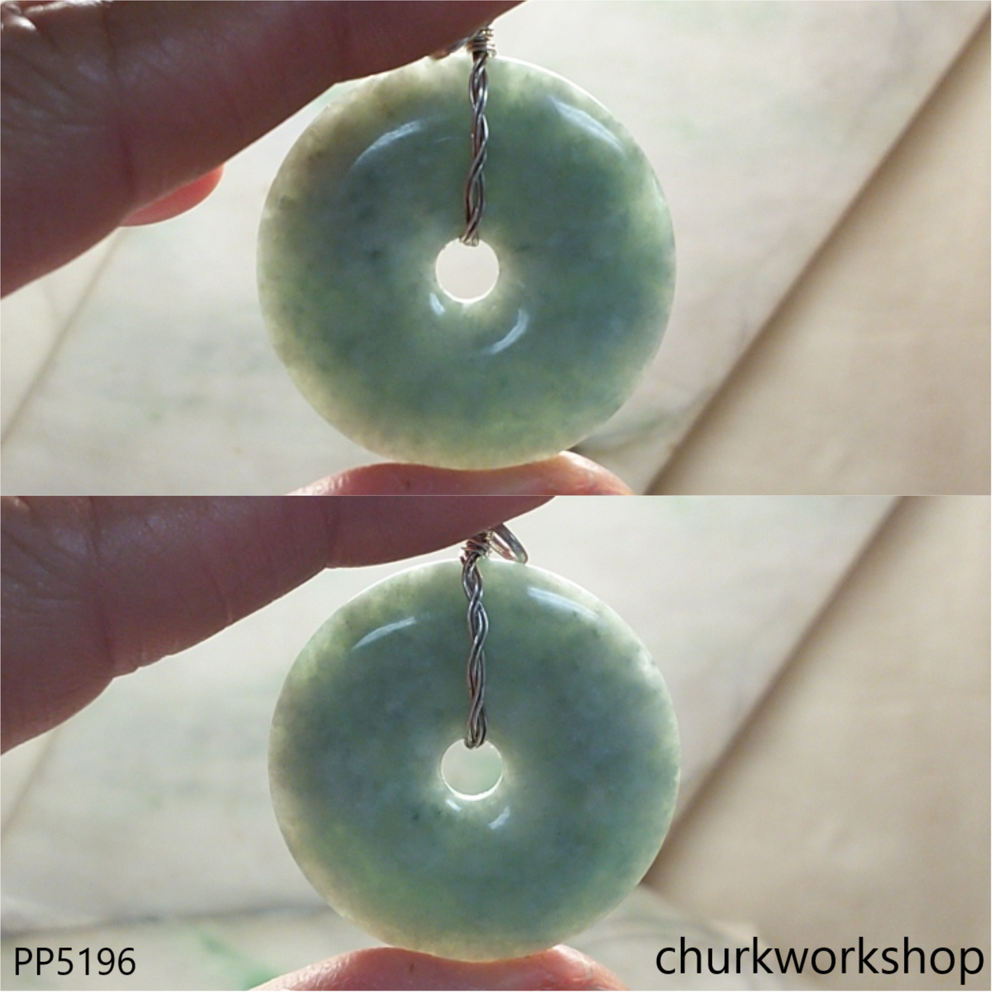 Molt green jade Donut pendant