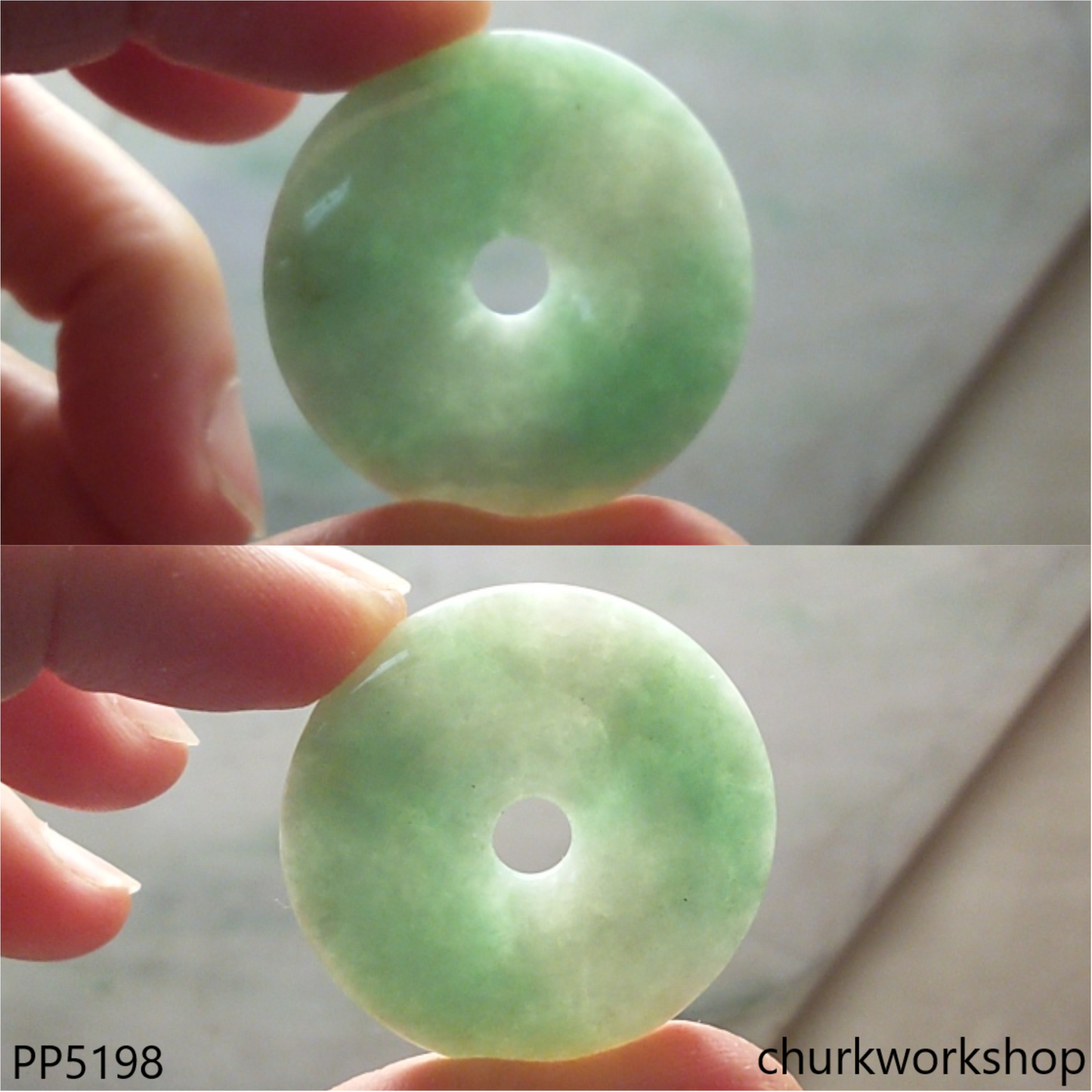 Light green jade Donut pendant