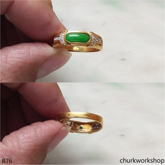 18k yellow gold diamond apple green jade ring
