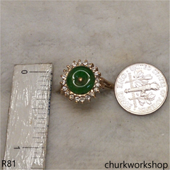 18K yellow gold diamond green jade ring