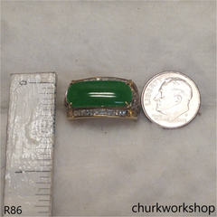 Green jade 18K diamond ring