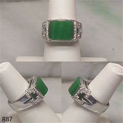 Unisex 18K white gold jade ring